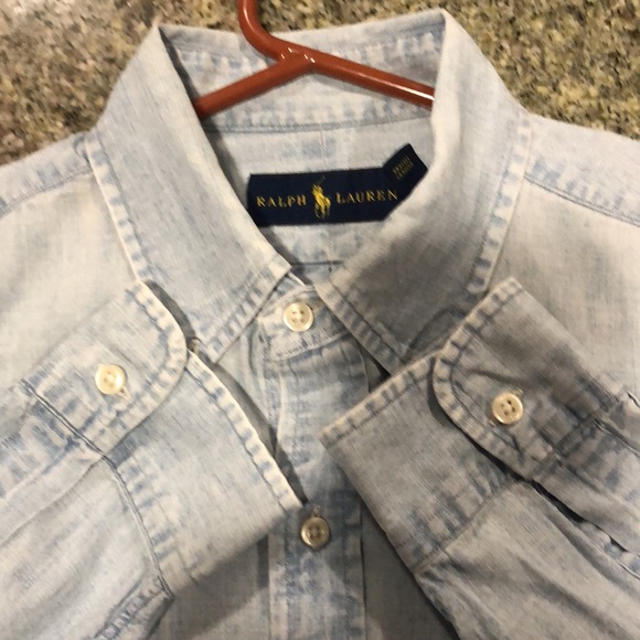 Ralph Lauren chambray Oxford shirt, gently worn and dry cleaned - Picture 3 of 4